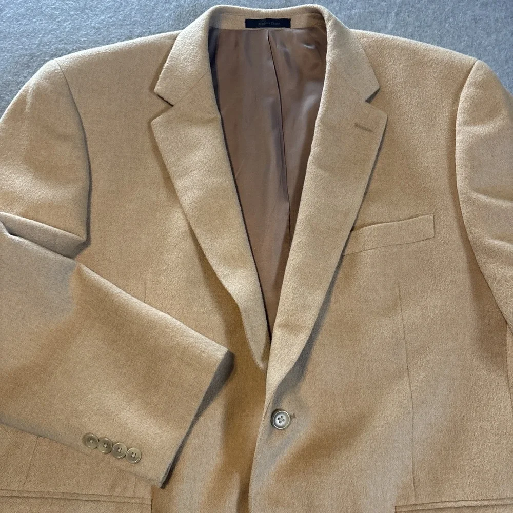 Chaps 100% Camel Hair‎ Beige Blazer Men's 46R RN-69456 Very Good Cond.